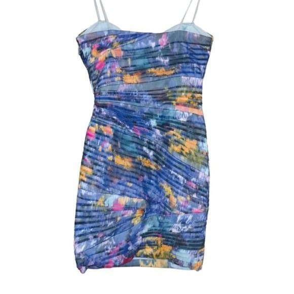 BCBGMAXAZRIA Kameron Watercolor Removable Strap Mini Dress Size 4 - Picture 7 of 10